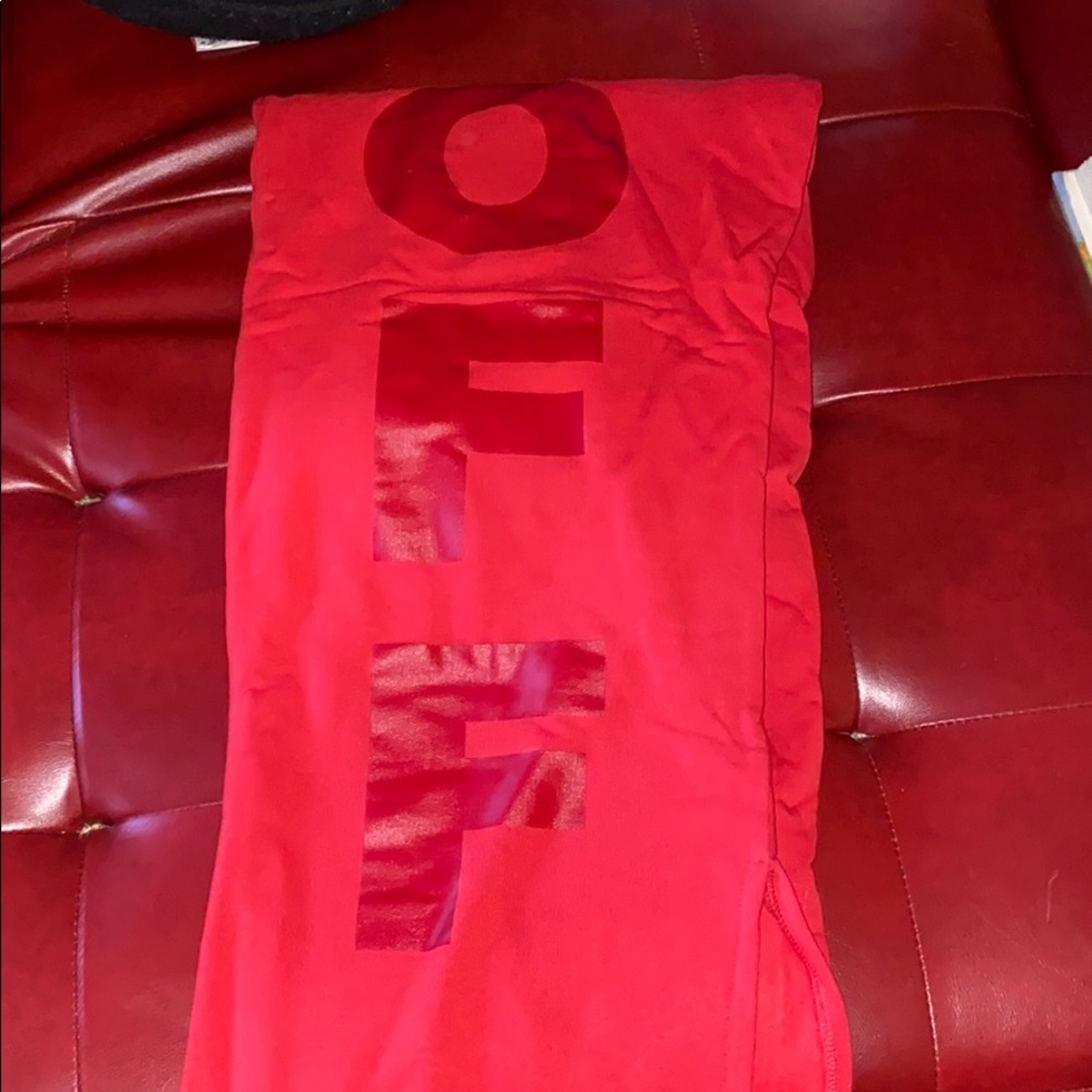 Off White red sweatpants with slit at the bottom